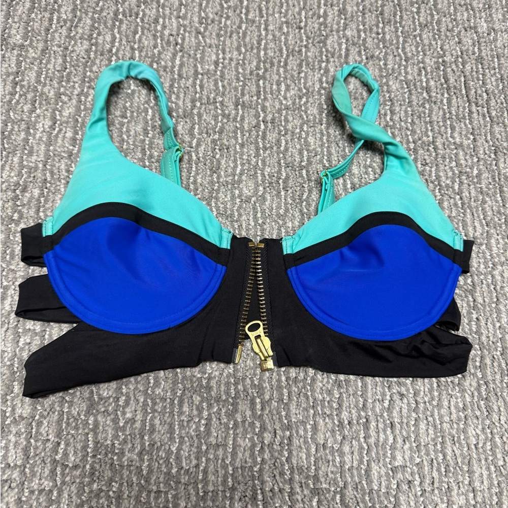 Beach Bunny Teal and Blue Bikini Top